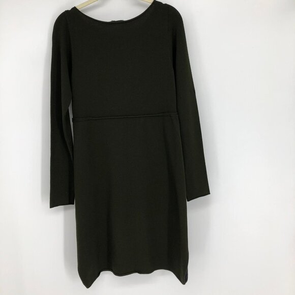 Sarah Pacini Two-Tone Moss Green & Black Long Sleeve Midi Dress size ~L - Picture 2 of 11